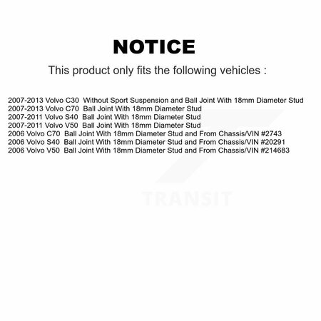 Tor Front Right Lower Suspension Control Arm Ball Joint Assembly For Volvo S40 C70 C30 V50 TOR-CK620599